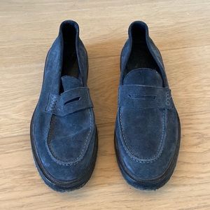 Blue suede Burberry mens loafers